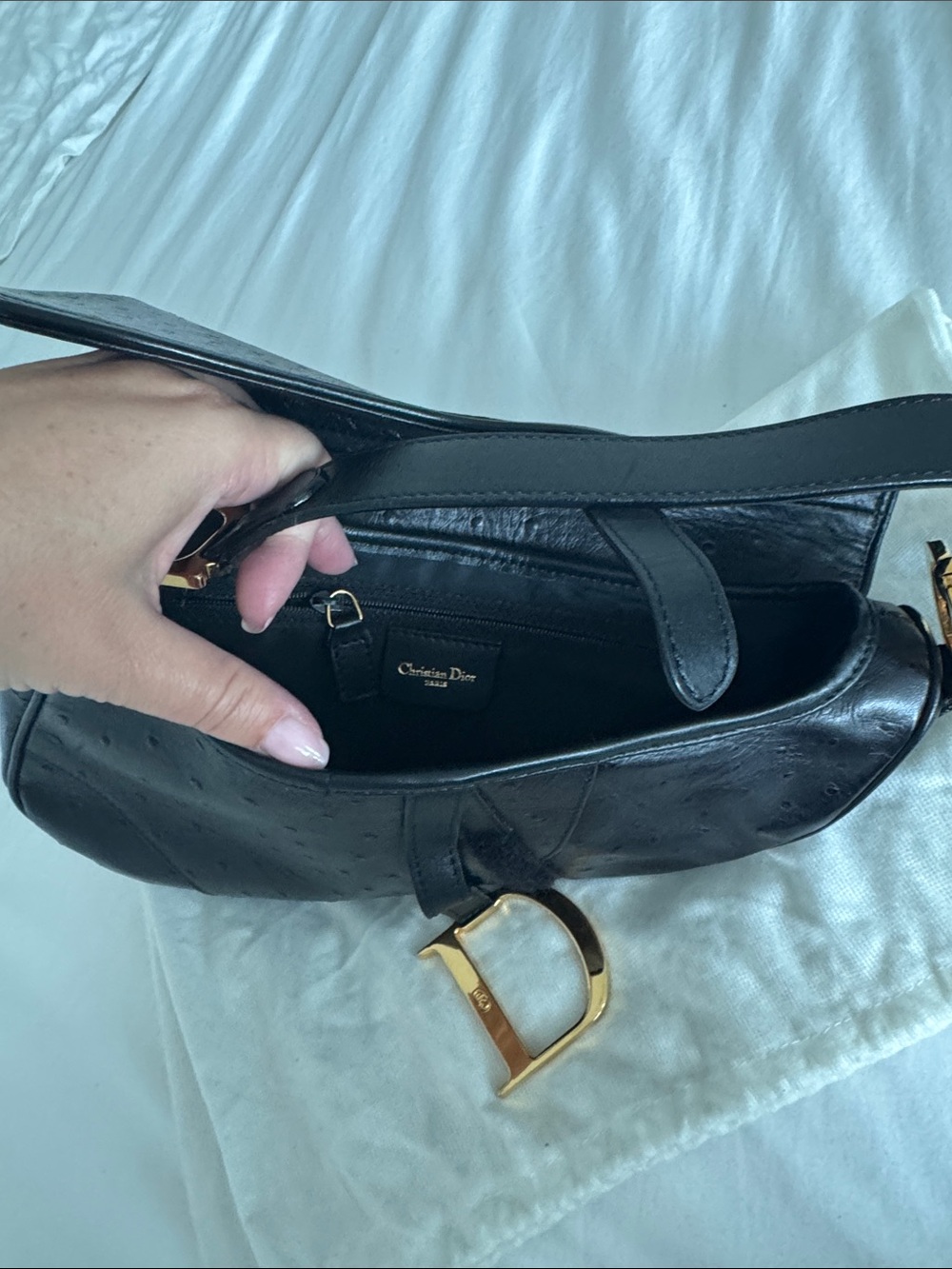 Saddle Black Shoulder Bag with Gold Hardware - Picture 5 of 5